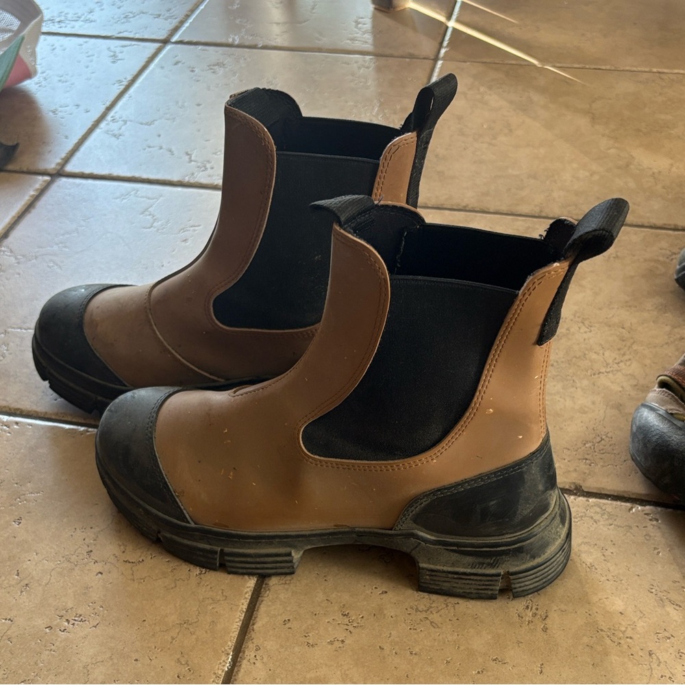 Ganni Brown and Black Boots